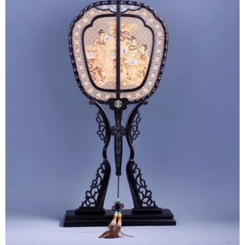 Red Sandalwood Fan Bone Craft Palace Fan Classical Chinese Style Hollow Wooden Sandalwood Fan With Tassel Home Decoration ZH511