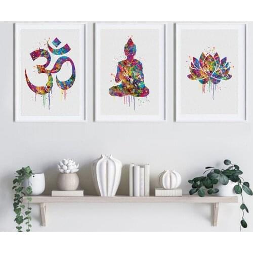 Square diamond painting Yoga Buddha Ohm Lotus 5d pictures for embroidery round New diamond mosaic Triptych Flower Symbol,WW304