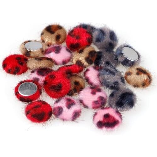 Leopard 30pcs Flannel Round Shape Kids Clothes Covered Button Flatback Cabochon DIY Decoration Buttons Scrapbooking