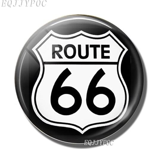 Route 66 Sign Fridge Magnet 30mm 50mm Glass Cabochon Magnetic Refrigerator Stickers Note Holder Home Decor Travel Gifts