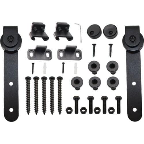 Mini Sliding Barn Door Hardware Kit Top Mounted Hanging Rail Hanger Track Steel Closet Door Roller Rail