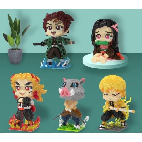 Cartoon Game Mini Blocks Japanese Anime Demon Slayer Building Juguetes for Kids Gifts Girls Present Boy Toys
