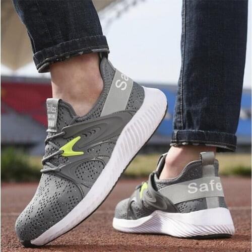 Breathable Lightweight Safety Shoes Men Boots New Work Sneakers Men Steel Toe Shoes Male Puncture-Proof Work Shoes Safety Boots