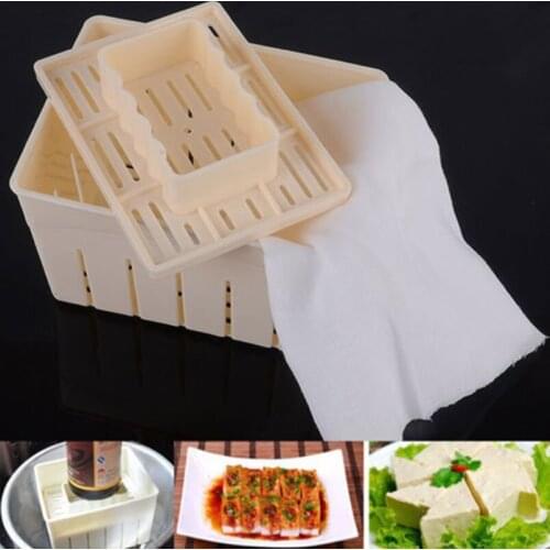 Tofu Maker Press Mold Kit + Cheese Cloth Soy DIY Pressing Mould Tofu Making Mold With Cheese Cloth Kitchen Cooking Tool Set