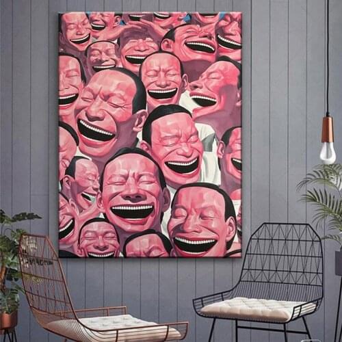 Modem Wall art Posters Figure Painting Yue Minjun Laughing Man Home Decorates Canvas Paintings For Living Room