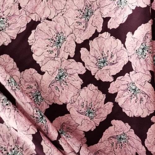 New Gown Dress satin Flower printed fabric patchwork shirt scarf textile polyester