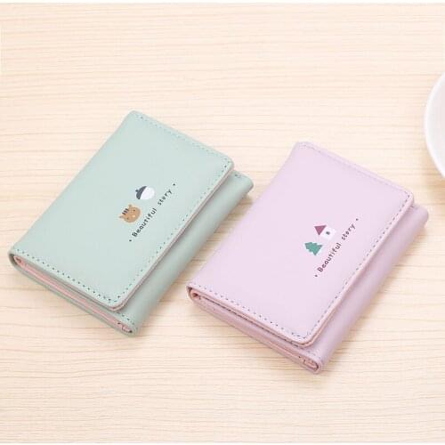 New Womens Wallet Female Short Student Coin Purse Fashion Simple Wild Wallet Cartoon Pattern Female Wallet