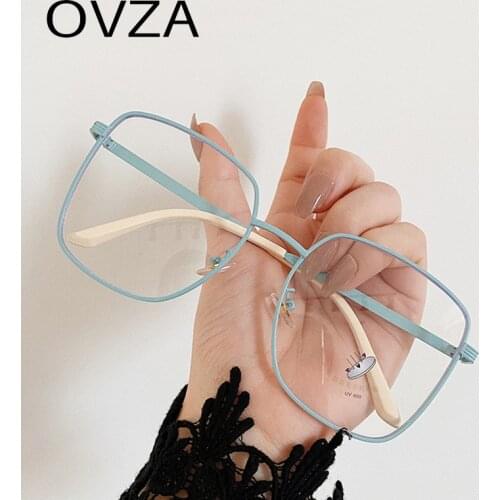 OVZA Oversized Anti Blue Light Glasses Men Fashion Women Eyeglass Frame Big Square Metal Frame S5087