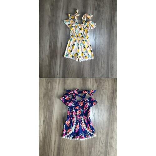 Baby girls clothes girl lemon romper baby kid summer floral romper
