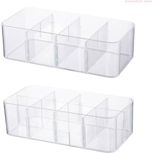 Transparent Acrylic Underwear Drawer Organizer Box 4/8 Grids Compartment Divided Closet Storage Bin Stackable Shelf for Socks