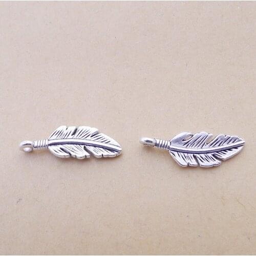 200pcs Leaf Charms 23mm x 7mm DIY Jewelry Making Pendant antique silver color