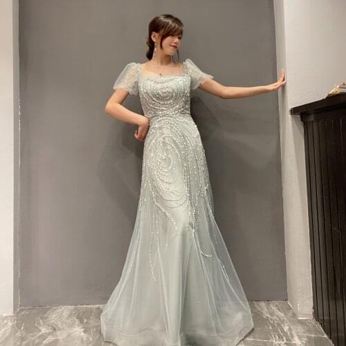 Luxury celebrity sexy A-line dresses Beaded Evening Dresses 2021 New style cocktail party Formal dress