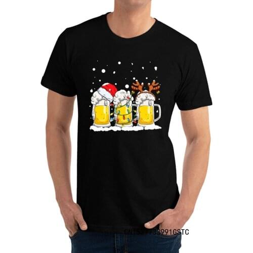 Christmas Beer Graphic T-Shirts Hiphop Harajuku Camisas Santa Xmas New Tshirt for Men Aesthetic Shirt Free Shipping
