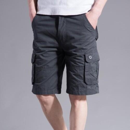 Summer Mens Shorts Knee Length Cotton Casual Cargo Short Pants Boys Mens Baggy Straight Five Trousers Men Bottoms Plus Size 46