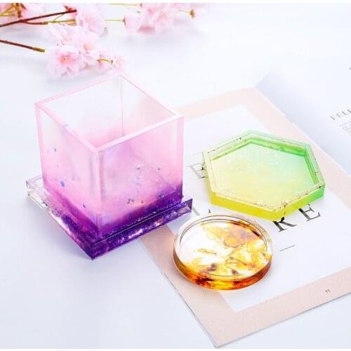 Ashtray Tea Coaster Silicone Mold DIY Flowerpot Base Molds Crystal Epoxy Flexible Resin Jewelry Making Tools