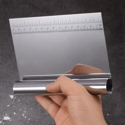 Stainless Steel Bowl Scraper Chopper Kitchen Food Scraper Icing Smoother Blade with Measuring Scale for Dough Cake Pizza SDF-SHI