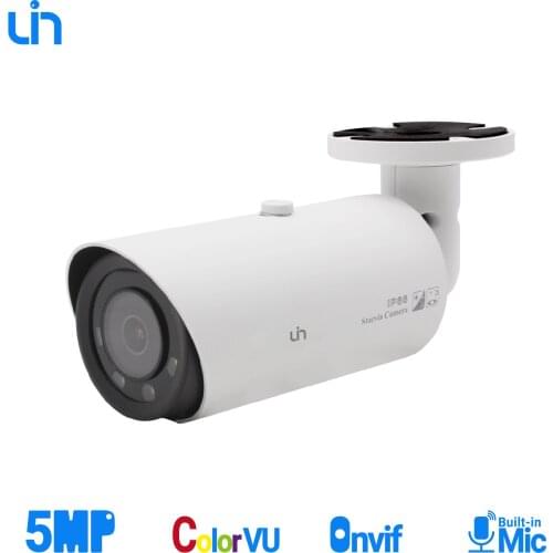 UIN 5MP Starlight Colorful IP Camera POE Bullet Super Security Camera 30m Compatible with HiK Plug&Play Built-in Mic Audio IP66