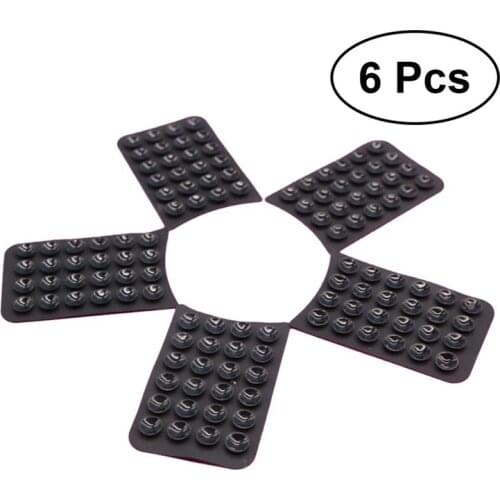 6pcs Universal Multipurpose Mobile Phone Holder Mat Anti-slip Single-sided Suction Cup Mat with Strong Adhesive (Black)