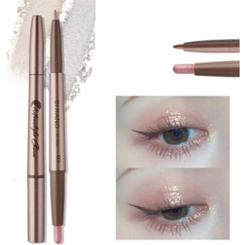 Waterproof 2 in 1 Black Liquid EyeShadow Pen Lasting Shimmer Shine Double-end Eye Liner Pencil Eye Shadow Makeup Tool Wholesale
