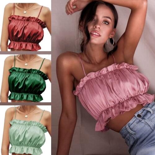 Sexy Strap Wild Vest Pleated Tube Tank 2021 Fashion Woman Solid Color Off Shoulder Crop Top For Women vestido de mujer