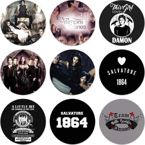 58mm the Vampire Diaries Icons Pins Badge Decoration Brooches Metal Badges For Clothes Backpack Decoration