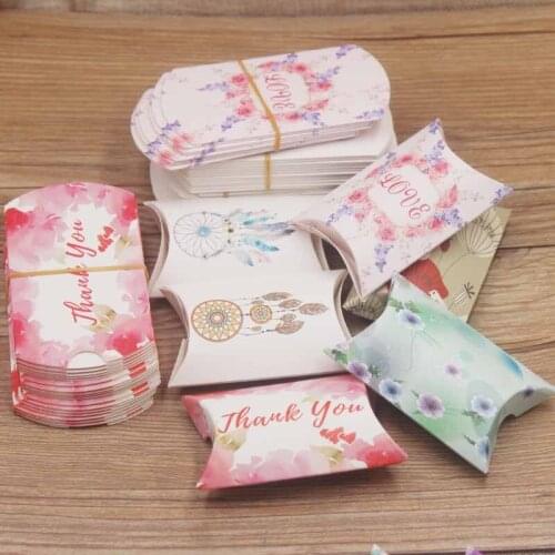 10pc new arrival multi design gifts package pillow box DIy Thank you/flower styles gifts box Marbel/Good luck wedding/candy box