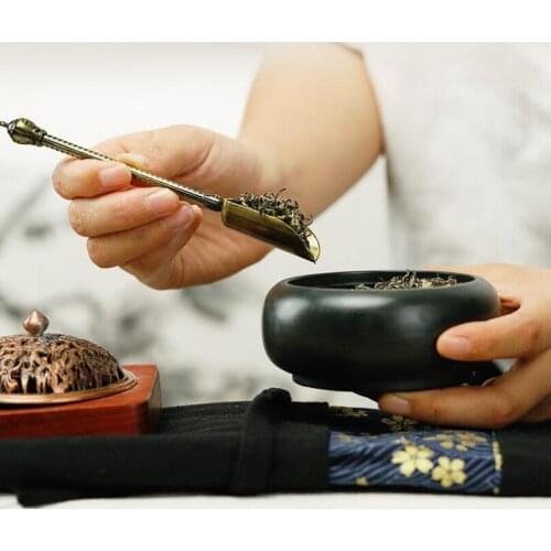 15.2X2.5 cm Copper teaspoon tea shovel tea set accessories exquisite carving