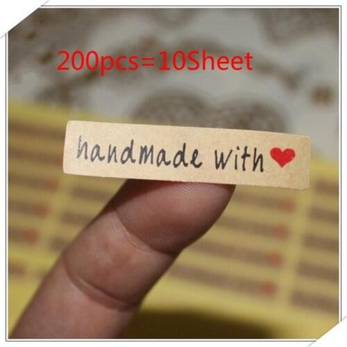 200pcs Handmade with Stickers Labels Sealing Craft Favours Letters Card Gifts Stickers
