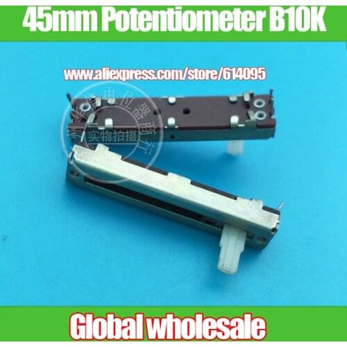 5pcs 45MM Sliding Fader Single Potentiometer B10K / White handle length 10MMC