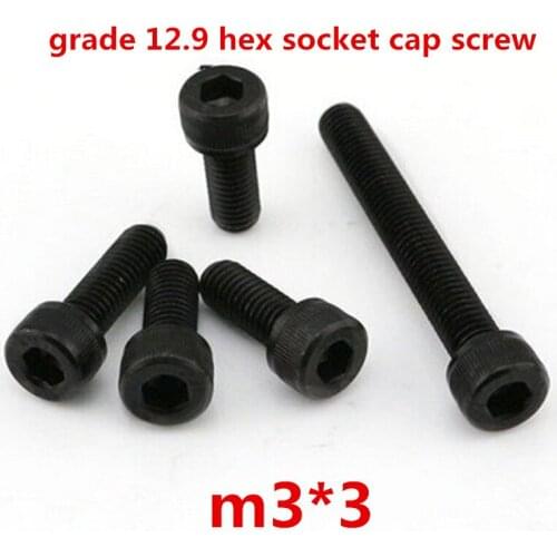 500pcs m3*3 high strength grade 12.9 alloy steel with black oxide hexagonal / hex socket head cap screw