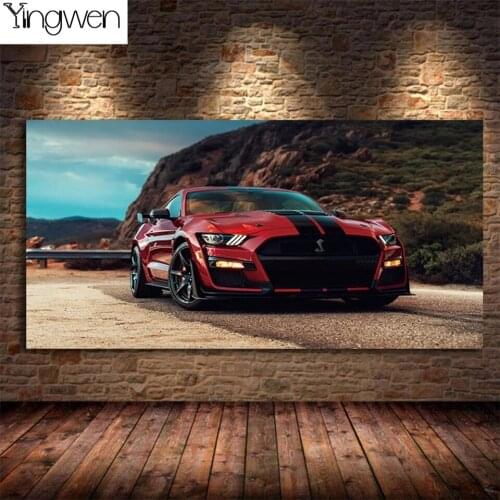DIY Diamond Painting Full Diamond Embroidery Supercar Ford Mustang Shelby GT500 Red Car Picture Cross Stitch Living Room Decor