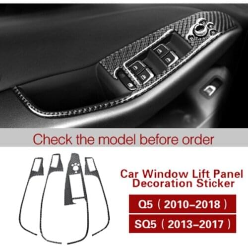 Car Carbon Fiber Interior Decoration Window Control Switch Panel Cover Sticker For- Q5 (2010-2018) SQ5 (2013-2017)