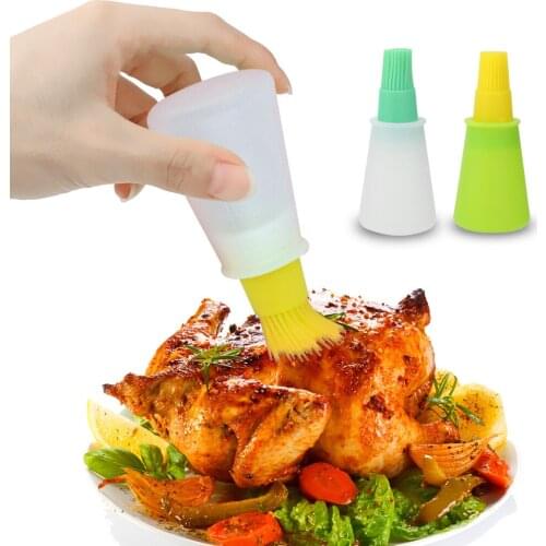 NICEYARD Storage Bottles Silicone Oil Bottle with Brush Kitchen Accessories for Barbecue Cooking Baking Pancake BBQ Tools