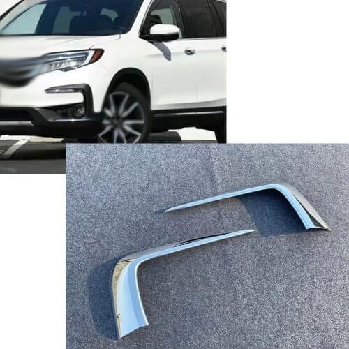 For Honda Pilot 2019 2020 Chrome Front Bumper Fog Light Trim Rim Lamp Cover Cap Car Styling Reflective Sticker Kit Accessories