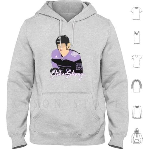 Oskar Strong Digital Drawing Design Hoodies Long Sleeve Oskar Lindblom Hockey Fights Cancer Ice Hockey