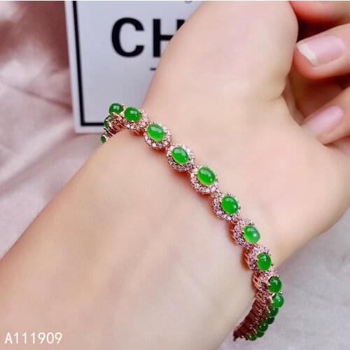 KJJEAXCMY boutique jewelry 925 sterling silver inlaid Natural emerald Female bracelet support detection exquisite luxurious