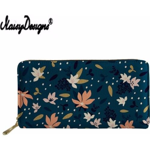 NOISYDESIGNS Leather Trendy Woman Wallets Flowers Designers Ladise Credit Card Holder Perse Coin Purse Pocket Money Bag 2021