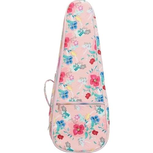 23 Inch Flower Printed Leather Ukulele Bags Cotton Soft Case Gig Ukelele Mini Guitar Waterproof Backpack