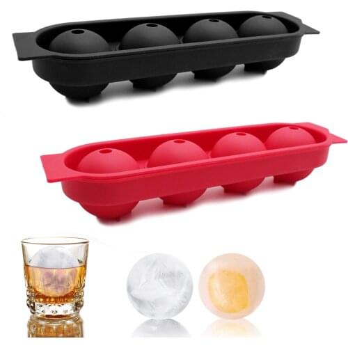 Silicone Ice Cube Trays for Whiskey 4 Ice Balls Maker BPA Free Round Reusable Sphere Ice Tray for Cocktail Bourbon Scotch