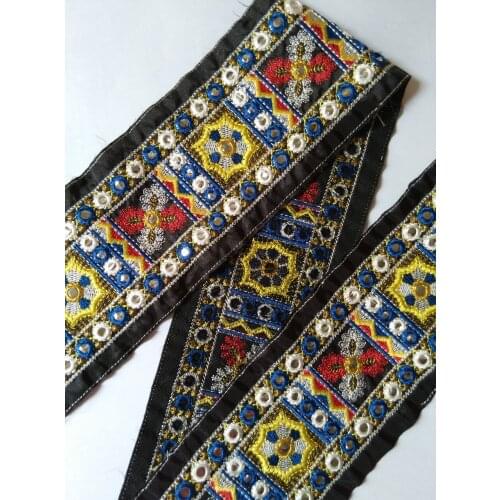 Miao cross stitch crochet fabric lace trim 9.5cm dress collar ribbon tape webbing ethnic tribal nepal thai india boho gypsy DIY