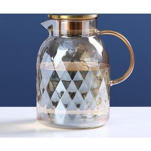 Diamond Texture Glass Teapot Set Hot Cold Water Water Jug Coffee Pot Home Water Carafe Heat-Resistant Teapot