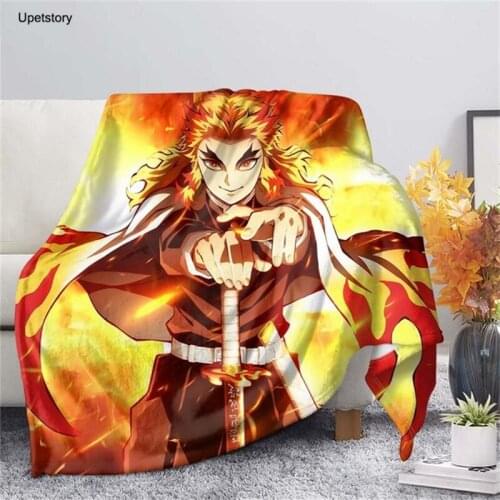 Upetstory New 2020 Anime Demon Slayer Kimetsu no Yaiba Printed Velvet Plush Throw Blanket For Kid Adult Gift Soft Warm Blanket