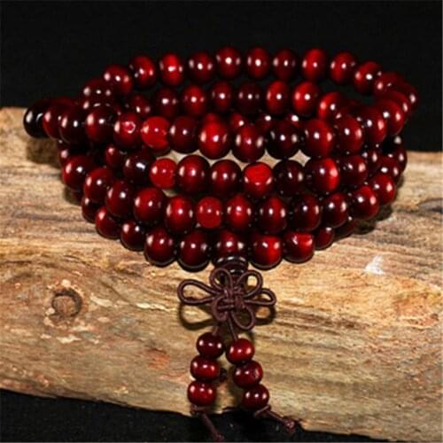 Charm 108 Beads 8mm Natural Sandalwood Buddhist Buddha Wood Prayer Bead Mala Unisex Men Bracelets & Bangles Jewelry Bijoux