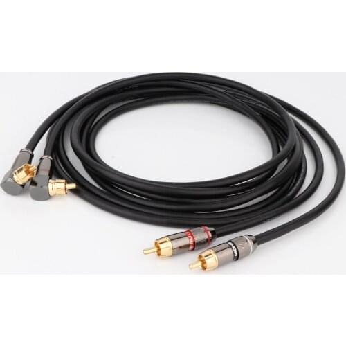 One Pair Preffair Audio Signal Cable With 90 Degree Right Angle Gold Plated RCA to RCA