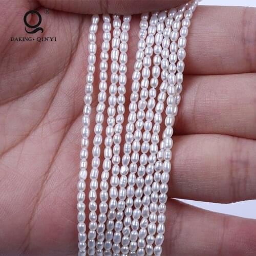 Wholesale 2-3mm AA Rice Shape Freshwater Real Pearl Strand For Jewelry
