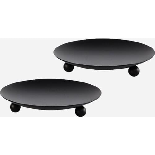 Candlestick Disc Small Tray American Style Black Iron Plate Candlestick Decoration Led Candle Base Wedding Venue Layout Props