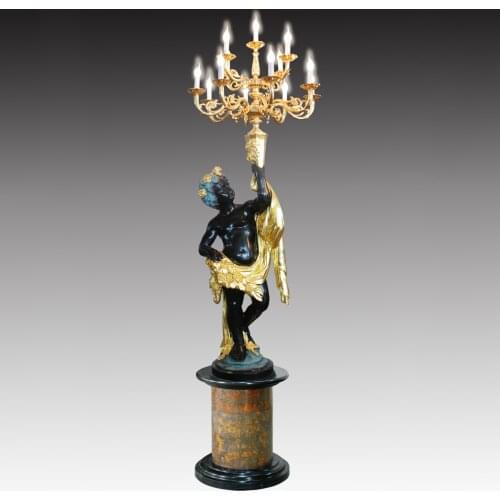 Life Size Harvest Boy & Girl Candlestick Candleholder Statue Sculpture Gold-Plated Brass Gorgeous Home Decoration Art