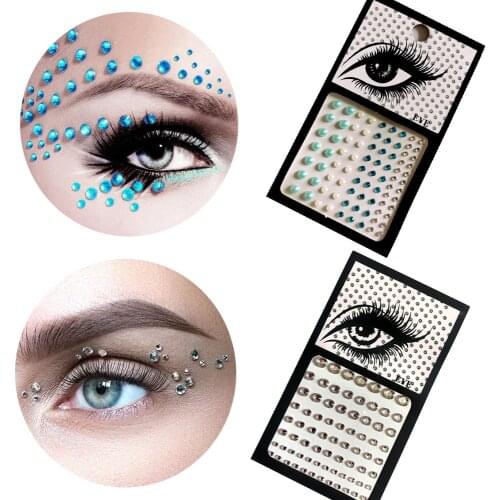 Music Festival Hot 3D Single Grain with Glue DIY Eye Crystal Sticker Makeup Highlight Trendy Shiny Acrylic Drill Tattoo Sticker