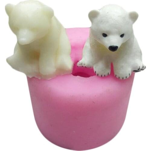 Craft 3D Polar Bear Silicone Molds DIY Aromatherapy Gypsum Car Display Candle Gypsum Mold Cake Tools Decoration