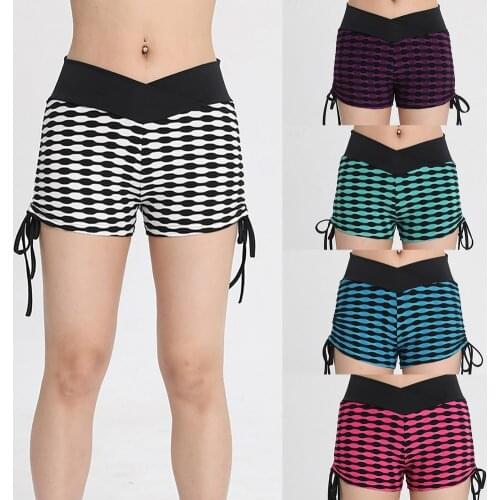 Sports Shorts High Waist Stripe Jacquard Women Stretchy Butt Lift Short Pants for Yoga pantalones cortos de mujer